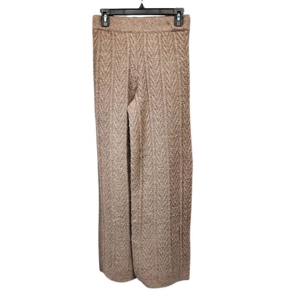 Jason Wu Women's Med Cable Knit Drawstring Wide Leg Pants Comfort Taupe Heather - Picture 2 of 6
